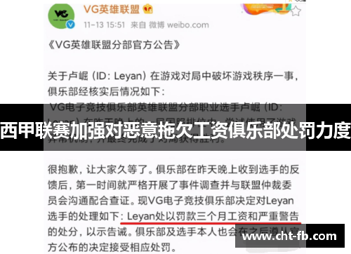 西甲联赛加强对恶意拖欠工资俱乐部处罚力度